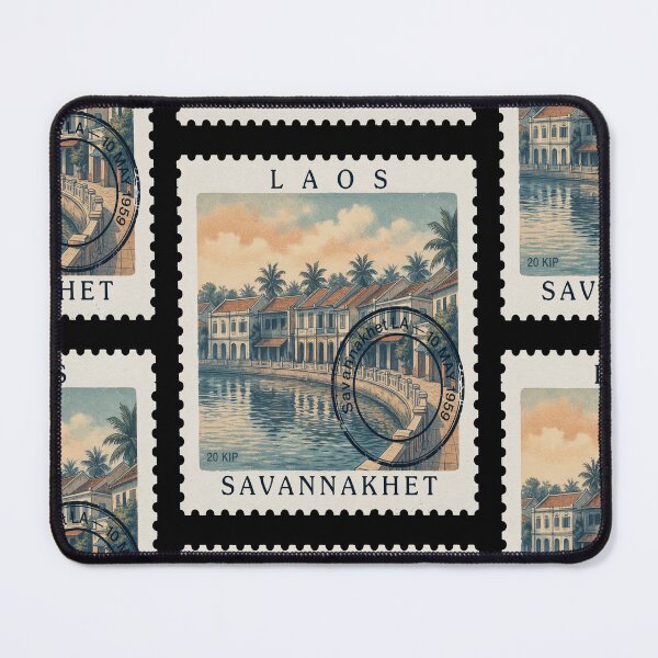 Item preview, Savannakhet Laos Colonial Mekong Riverfront Stamp Sticker designed and sold by stickercuffs.