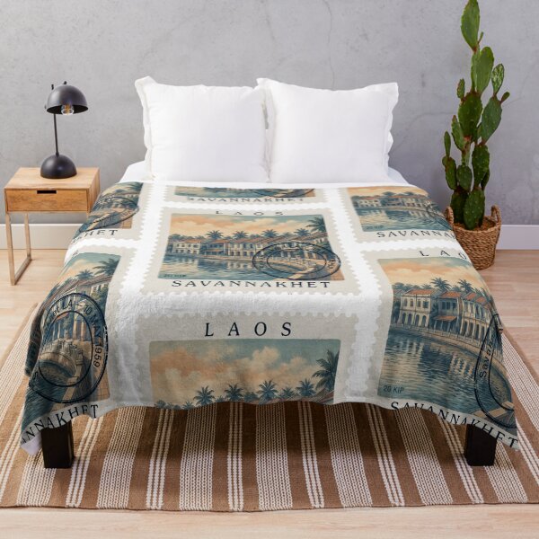 Item preview, Savannakhet Laos Colonial Mekong Riverfront Stamp Sticker designed and sold by stickercuffs.