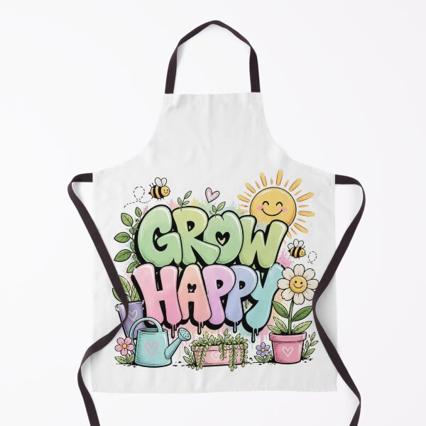 Item preview, GROW HAPPY Floral Graffiti Sticker | Cute Spring Flowers | Positive Motivation PNG Vinyl Decal designed and sold by Stylestickers55.
