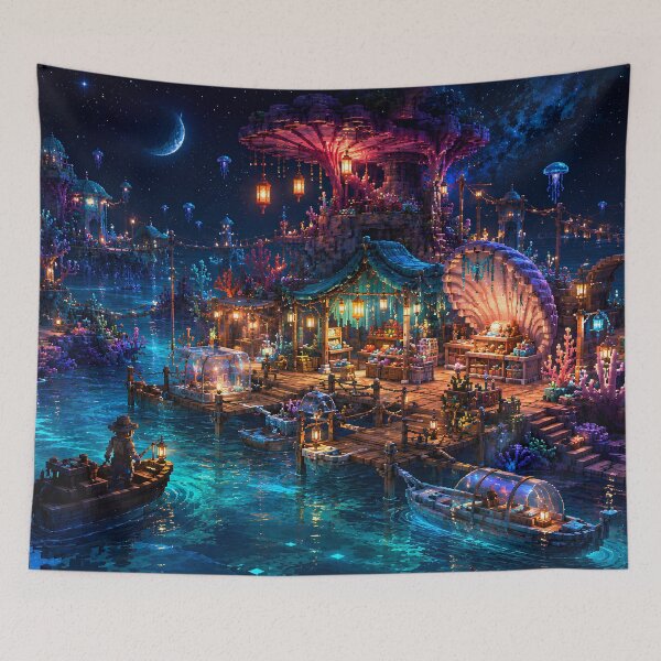 Item preview, Moonlit Shell Village in the Glowing Reef designed and sold by pixelpopplanet.