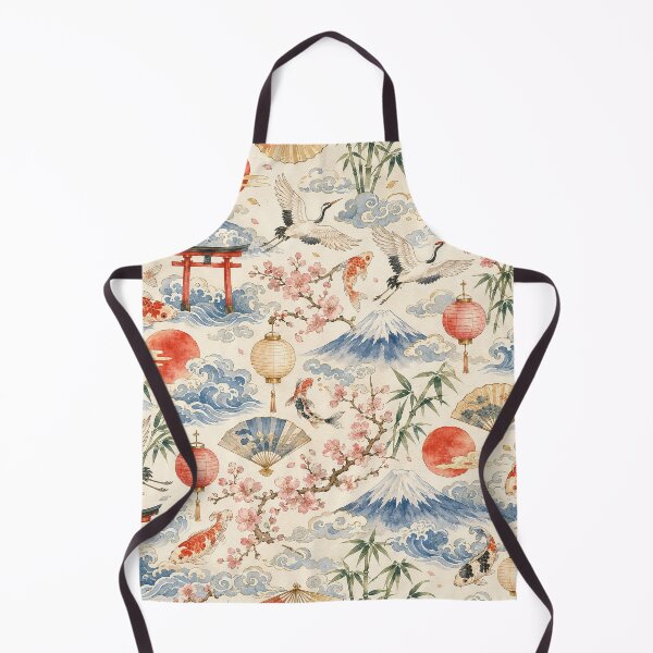 Item preview, Elegant Japanese Watercolor Seamless Pattern with Fuji Cranes and Koi designed and sold by WangAew.
