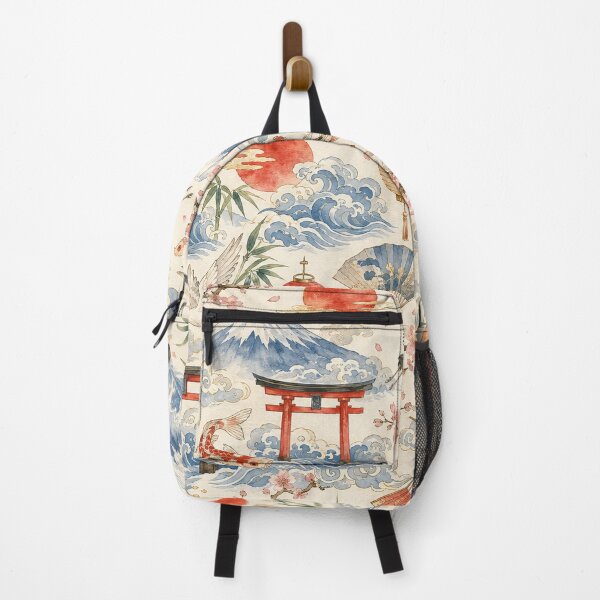Item preview, Elegant Japanese Watercolor Seamless Pattern with Fuji Cranes and Koi designed and sold by WangAew.