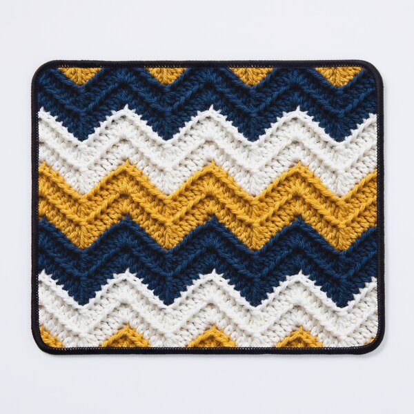 Item preview, Chevron Crochet Blanket Navy Mustard White Stripes designed and sold by LuisWorks.