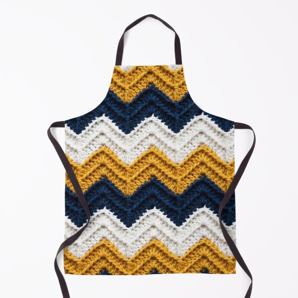 Item preview, Chevron Crochet Blanket Navy Mustard White Stripes designed and sold by LuisWorks.