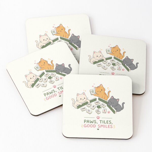 Item preview, Game Night Majong Kittens Club Illustration designed and sold by bosamji.