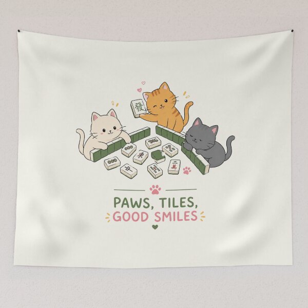 Item preview, Game Night Majong Kittens Club Illustration designed and sold by bosamji.