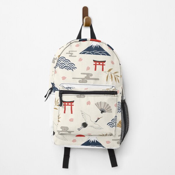 Item preview, Minimal Japanese Seamless Pattern with Fuji Torii Gates and Cranes designed and sold by WangAew.