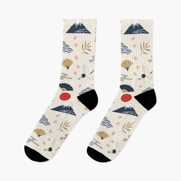 Item preview, Minimal Japanese Seamless Pattern with Fuji Torii Gates and Cranes designed and sold by WangAew.