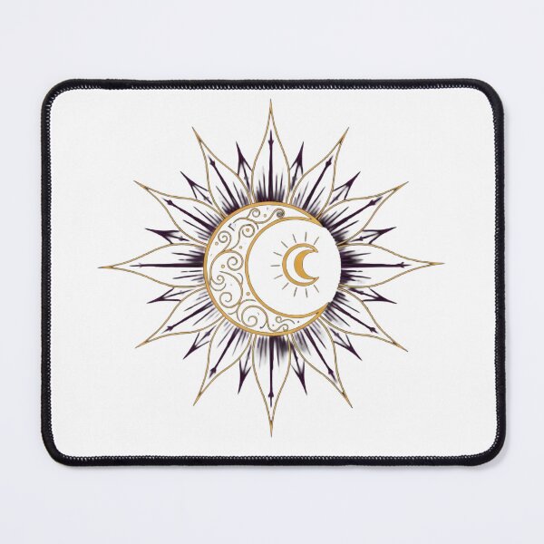 Item preview, Sacred Geometry Sun Crescent Moon Geometric Emblem designed and sold by Dzblack.