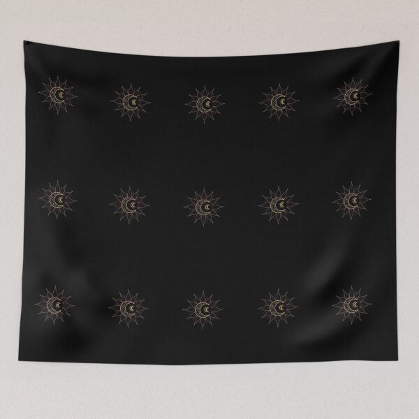 Item preview, Sacred Geometry Sun Crescent Moon Geometric Emblem designed and sold by Dzblack.