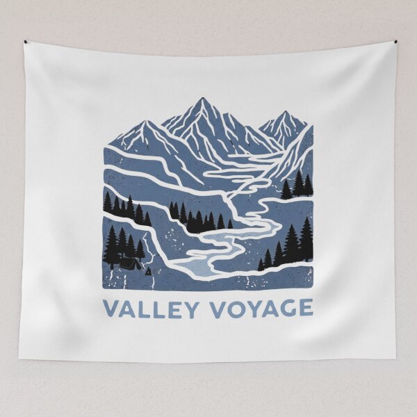 Artikelvorschau, Valley Voyage Vintage Bergwander-T-Shirt-Design-Grafik entworfen und verkauft von GabeMountainArt.