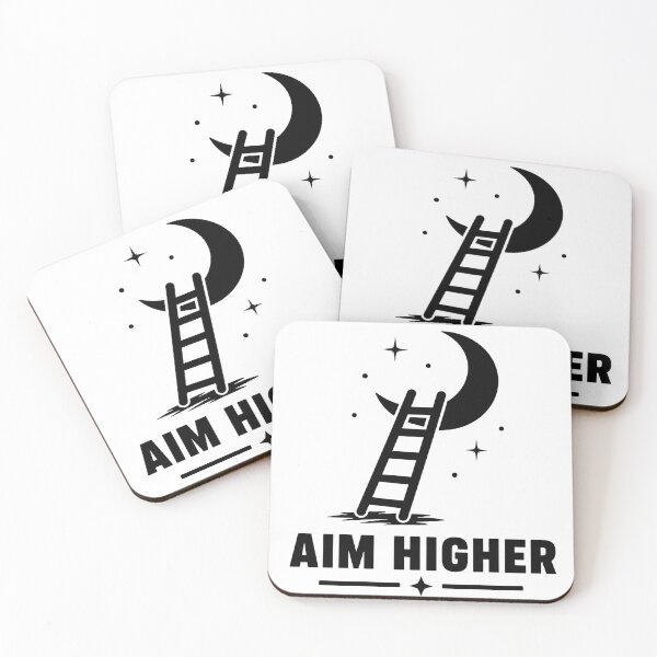 Item preview, Aim Higher – Minimal Crescent Moon & Ladder Motivational design  designed and sold by Lovestickerco.