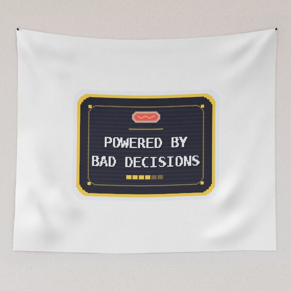 Item preview, Powered By Bad Decisions — Funny Pixel Art Night Owl Gamers designed and sold by One More Run.