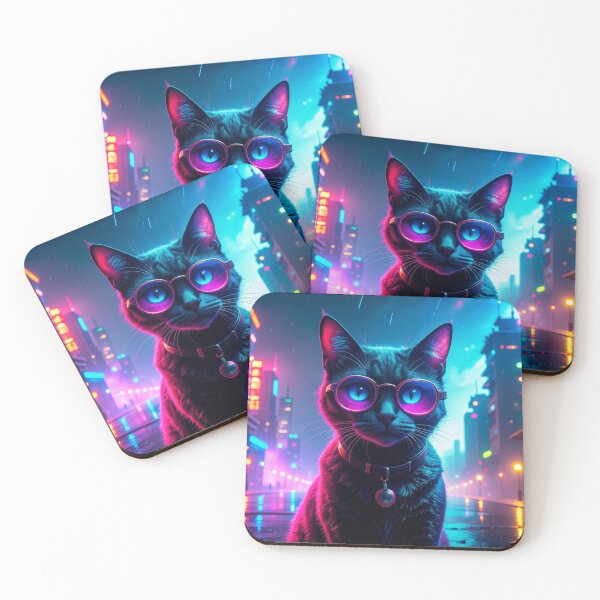 Item preview, Cyberpunk Neon Cat in Rainy Tokyo Street designed and sold by pickzone.
