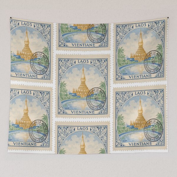 Item preview, Vientiane Laos Pha That Luang Skyline Stamp Sticker designed and sold by stickercuffs.