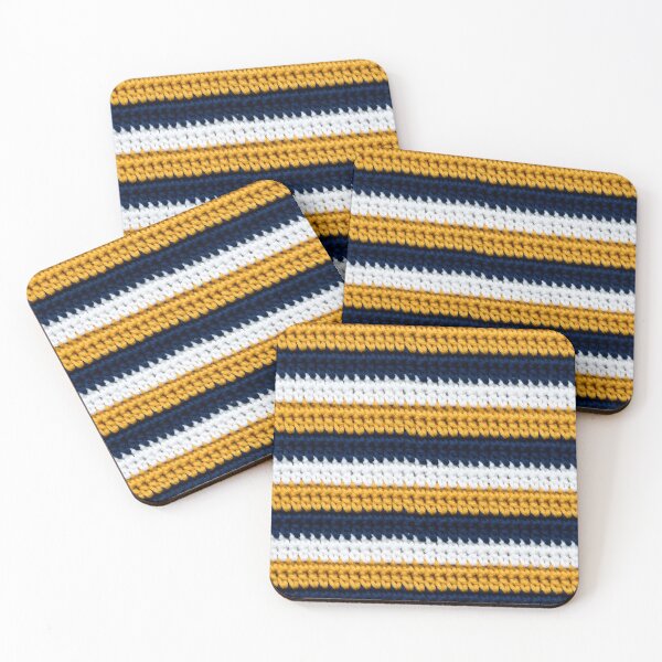 Item preview, Moss Stitch Crochet Stripes Navy Mustard White designed and sold by LuisWorks.