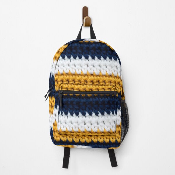 Item preview, Moss Stitch Crochet Stripes Navy Mustard White designed and sold by LuisWorks.
