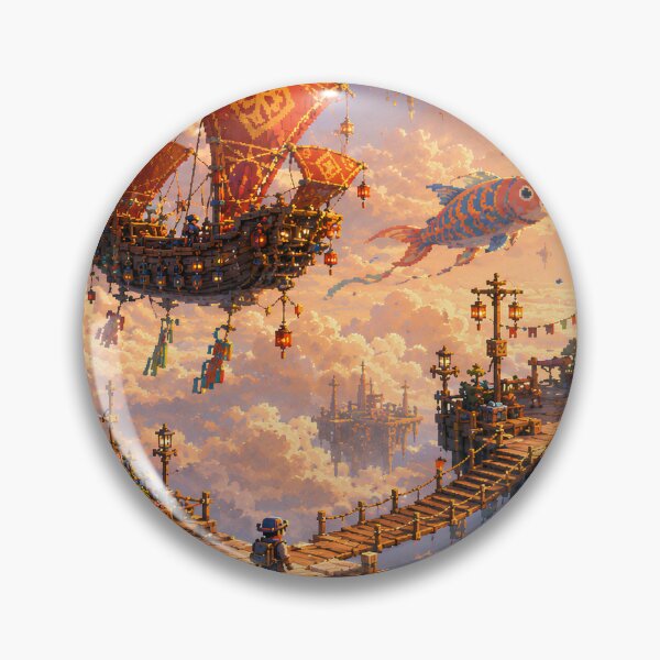 Item preview, Sunset Sky Harbor of Flying Fish Ships designed and sold by pixelpopplanet.