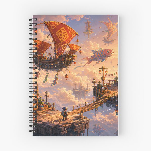 Item preview, Sunset Sky Harbor of Flying Fish Ships designed and sold by pixelpopplanet.
