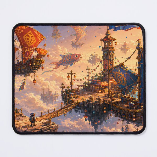 Item preview, Sunset Sky Harbor of Flying Fish Ships designed and sold by pixelpopplanet.