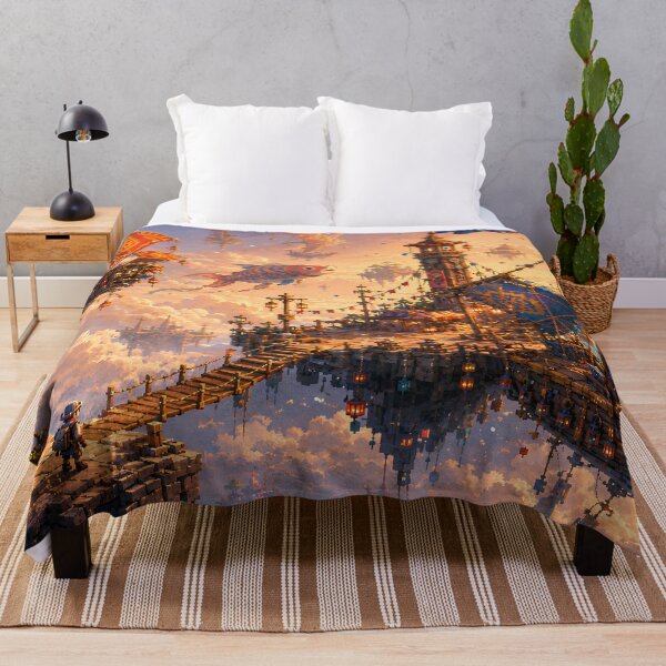 Item preview, Sunset Sky Harbor of Flying Fish Ships designed and sold by pixelpopplanet.