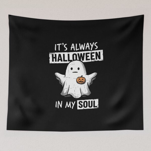 Item preview, It's Always Halloween In My Soul - Cute Retro Ghost & Pumpkin designed and sold by AdyKurniawan.