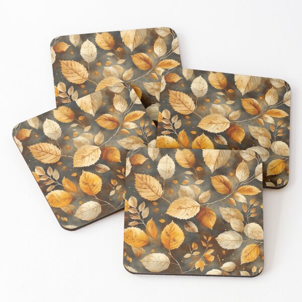 Item preview, Golden Autumn Leaves on Charcoal Botanical Pattern designed and sold by 247GiftsbyTina.