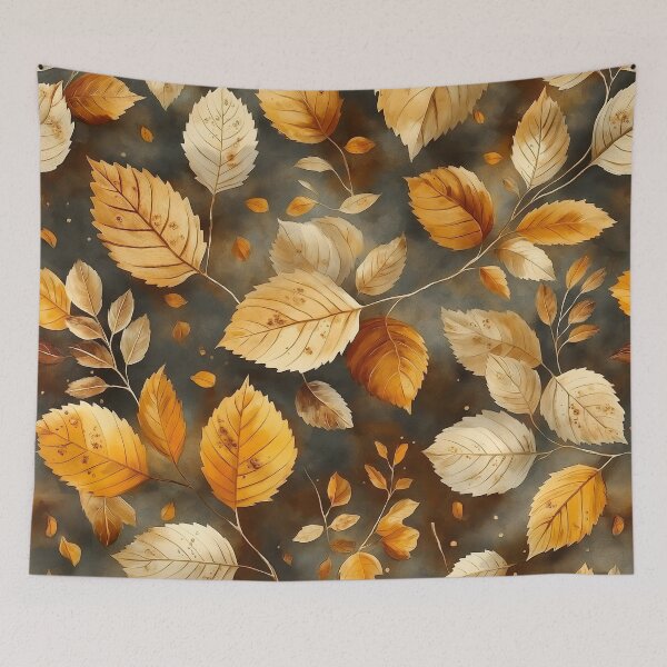 Item preview, Golden Autumn Leaves on Charcoal Botanical Pattern designed and sold by 247GiftsbyTina.