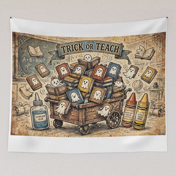 Item preview, Trick or Teach Ghost Books Library Cart Halloween Teacher designed and sold by Yellowriversss.