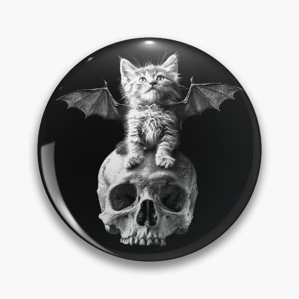 Item preview, Gothic Kitten with Bat Wings on Skull designed and sold by inkoutninja.
