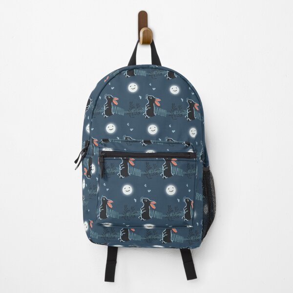 Item preview, Moon gazing bunny illustration with a dark blue background designed and sold by bee-denham-art.