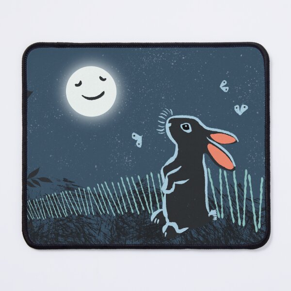 Item preview, Moon gazing bunny illustration with a dark blue background designed and sold by bee-denham-art.