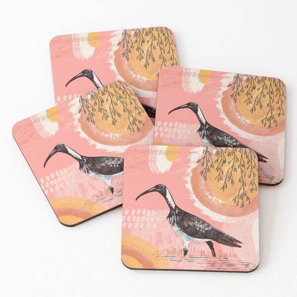 Item preview, Australian ibis bird against a warm abstract background designed and sold by bee-denham-art.
