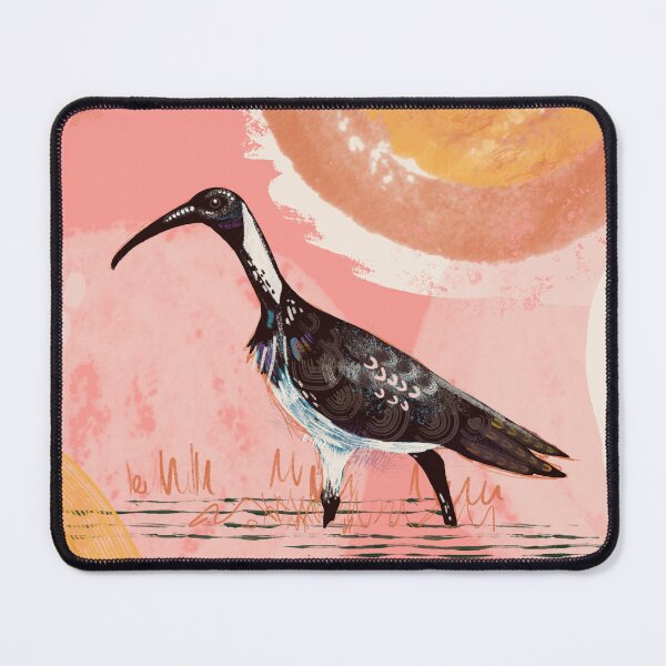 Item preview, Australian ibis bird against a warm abstract background designed and sold by bee-denham-art.