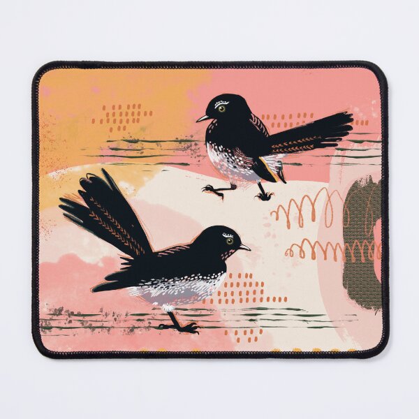 Item preview, Two willy wagtail birds against an abstract background designed and sold by bee-denham-art.