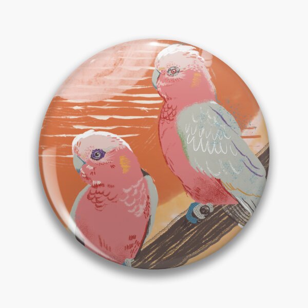 Item preview, Two pink galahs with abstract background in warm colours designed and sold by bee-denham-art.