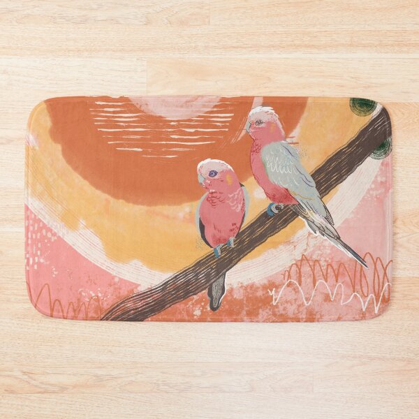 Item preview, Two pink galahs with abstract background in warm colours designed and sold by bee-denham-art.