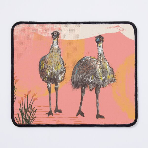 Item preview, Emus against a warm abstract background designed and sold by bee-denham-art.