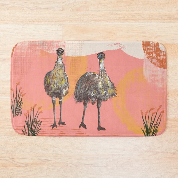 Item preview, Emus against a warm abstract background designed and sold by bee-denham-art.
