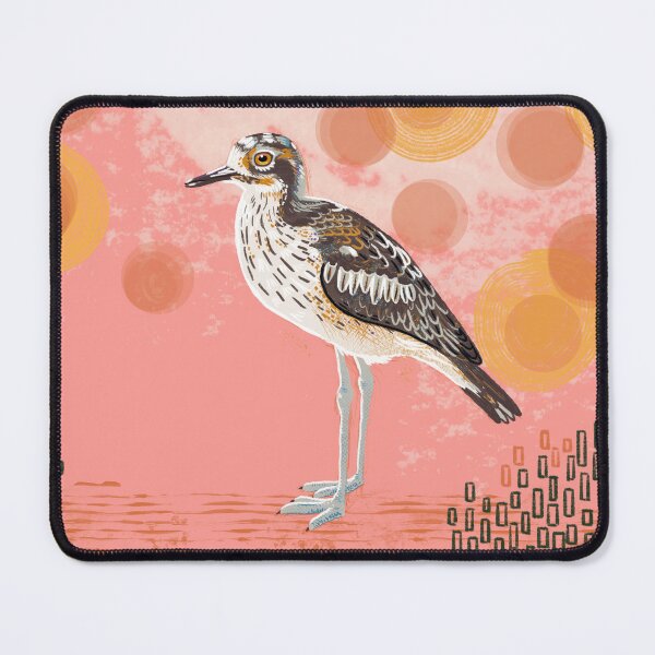 Item preview, Bush stone curlew against a warm abstract background designed and sold by bee-denham-art.