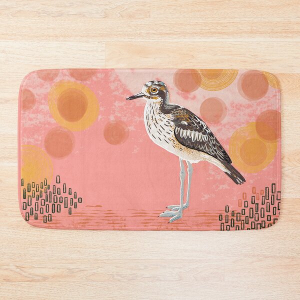 Item preview, Bush stone curlew against a warm abstract background designed and sold by bee-denham-art.