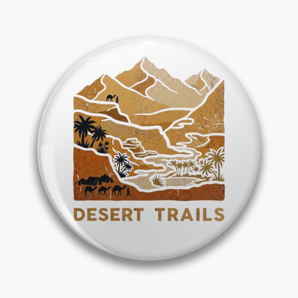 Item preview, Desert Trails Vintage Adventure Mountain and Oasis Landscape Vector Graphic designed and sold by GabeMountainArt.