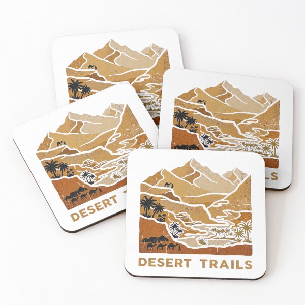 Item preview, Desert Trails Vintage Adventure Mountain and Oasis Landscape Vector Graphic designed and sold by GabeMountainArt.