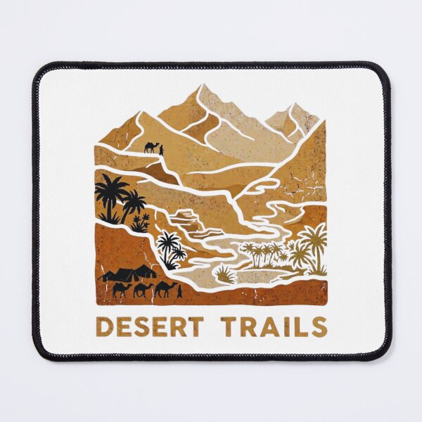 Item preview, Desert Trails Vintage Adventure Mountain and Oasis Landscape Vector Graphic designed and sold by GabeMountainArt.