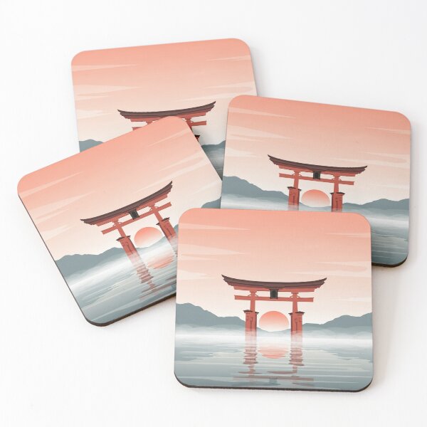 Item preview, Tranquil Japanese Torii Gate Sunset Landscape designed and sold by TheDenimArt.