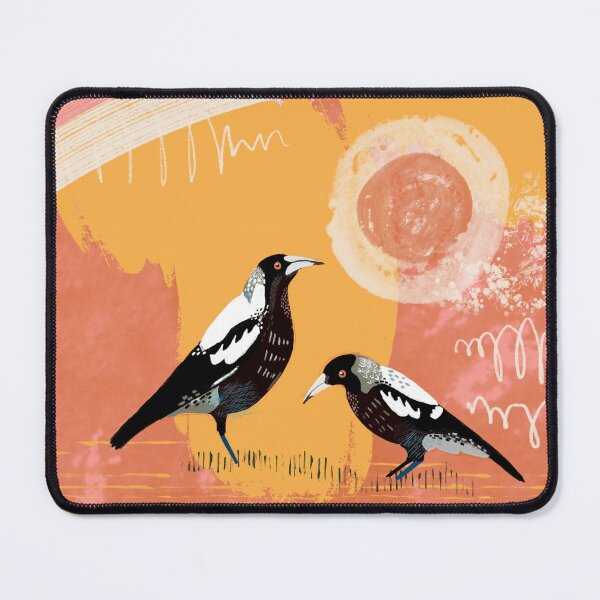 Item preview, Two Australian magpies against an abstract background designed and sold by bee-denham-art.