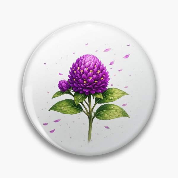 Item preview, Vibrant Purple Globe Amaranth - Botanical Floral Art designed and sold by artbucketstudio .