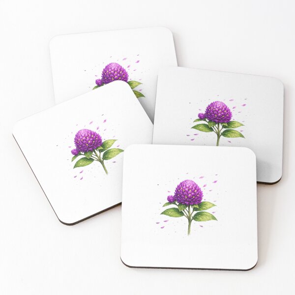 Item preview, Vibrant Purple Globe Amaranth - Botanical Floral Art designed and sold by artbucketstudio .