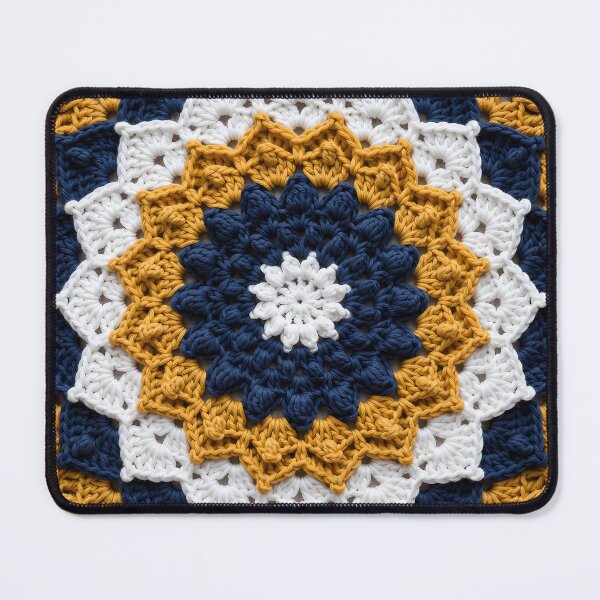 Item preview, Bavarian Mandala Crochet Navy Gold White Flower designed and sold by LuisWorks.