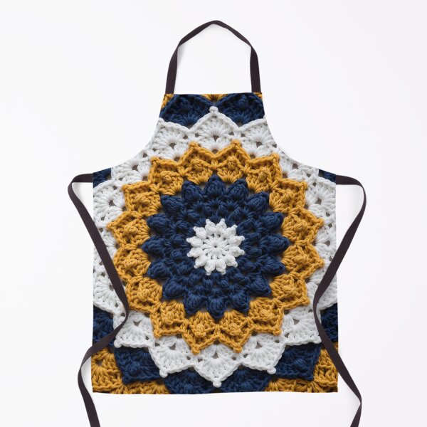Item preview, Bavarian Mandala Crochet Navy Gold White Flower designed and sold by LuisWorks.
